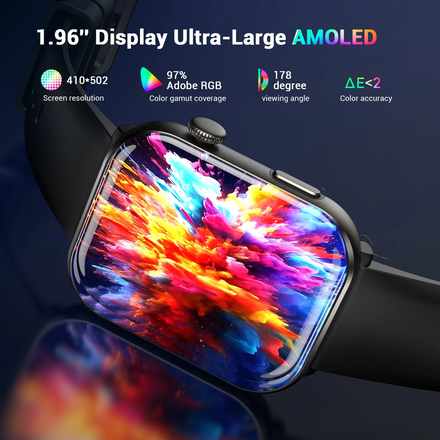Blackview 2025 New Bluetooth Smartwatch 1.96 Inch AMOLED HD Display Health Monitoring Sport Fitness Watch for Men and Women