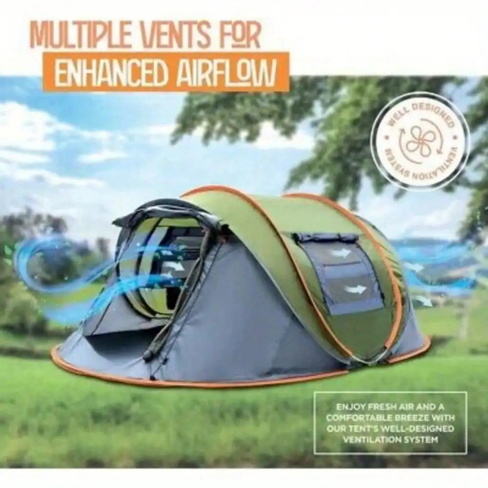 Camping Tent 4 Person Easy Pop Up Tent with 2 Doors UPF50 Waterproof