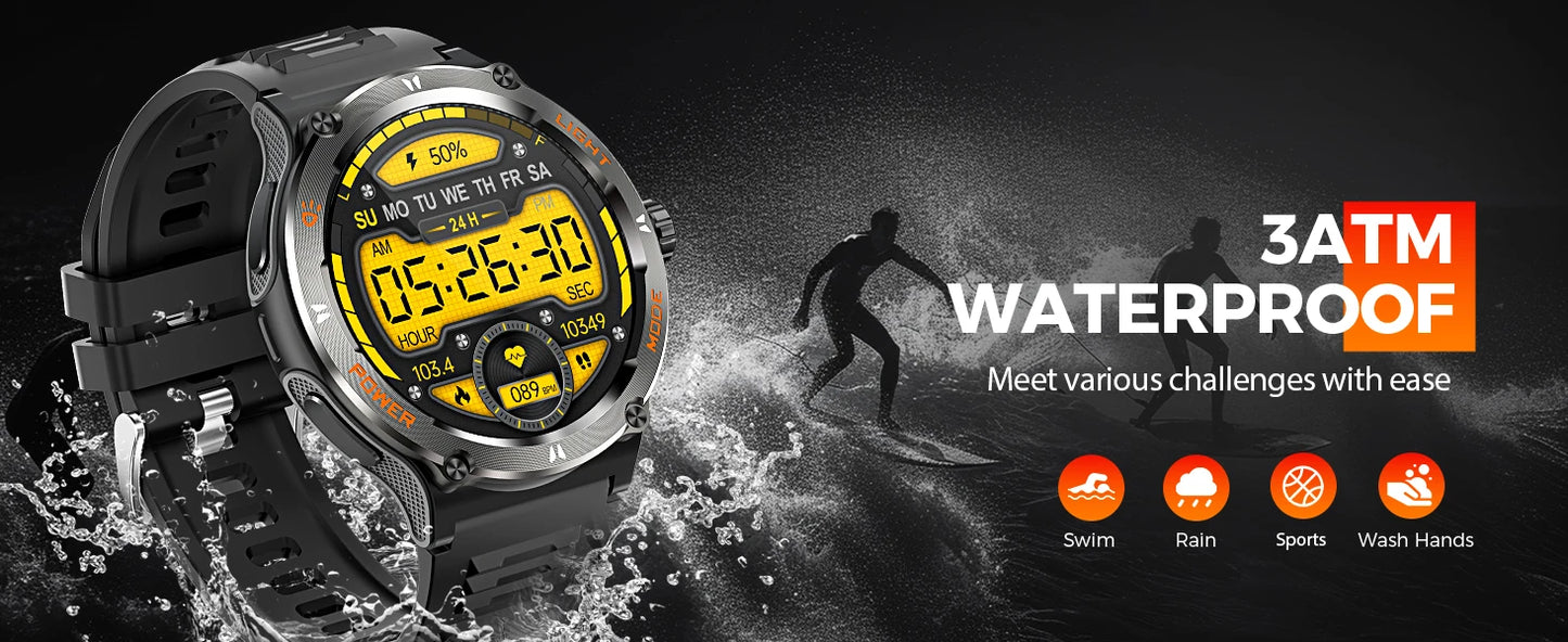 LaNikar Smart Watch 3ATM Waterproof 1.53" KT76 Men Sport - Great Outdoors and More 25