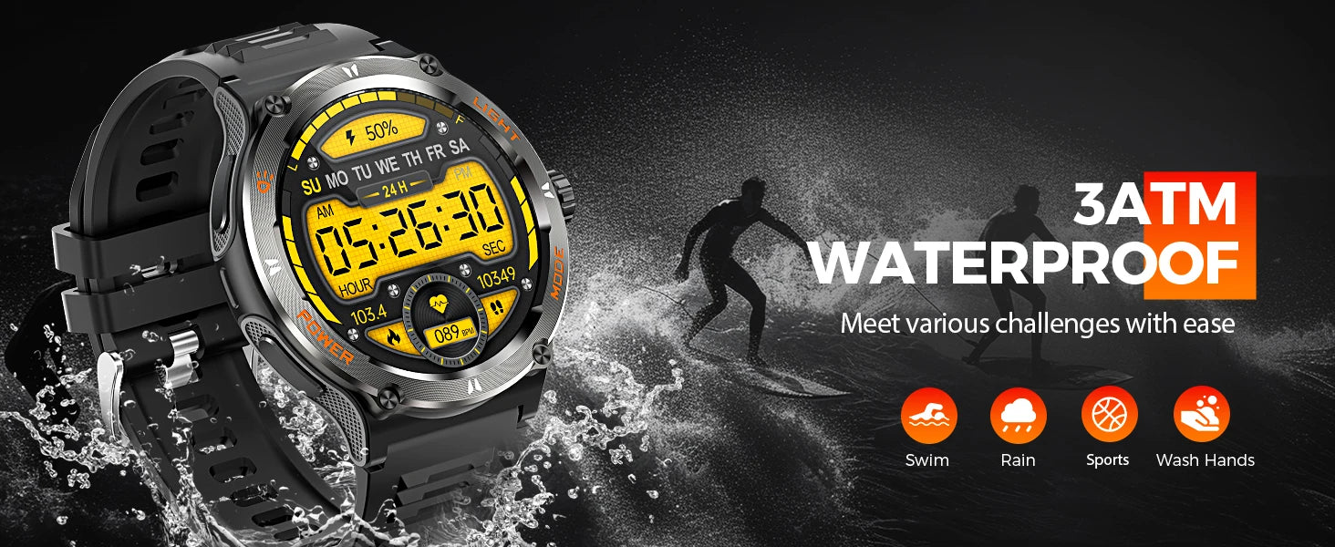 LaNikar Smart Watch 3ATM Waterproof 1.53" KT76 Men Sport - Great Outdoors and More 25