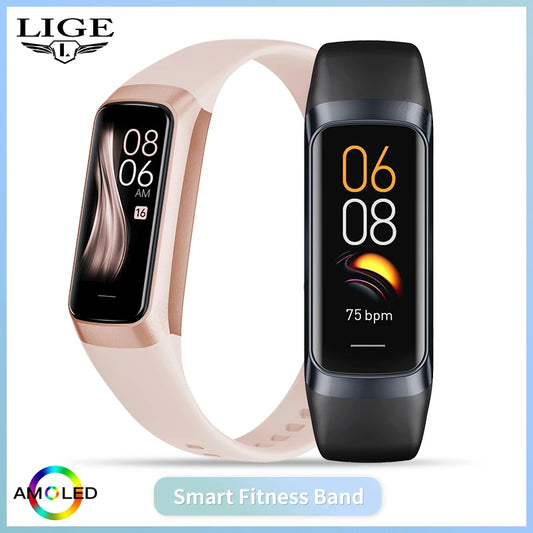 LIGE AMOLED Smart Watch for Men and Women Waterproof Fitness Tracker with Heart Rate Monitor and Blood Pressure Tracking