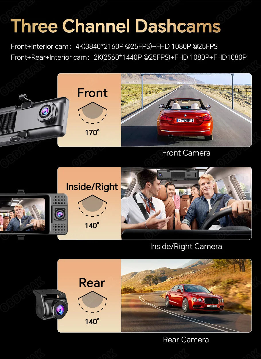 11.26 Inch 3 Camera 4K 1080P Video Recording Wifi Rearview Mirror Car DVR Touch Screen Infrared Night Vision Dash Cam - Great Outdoors and More 25