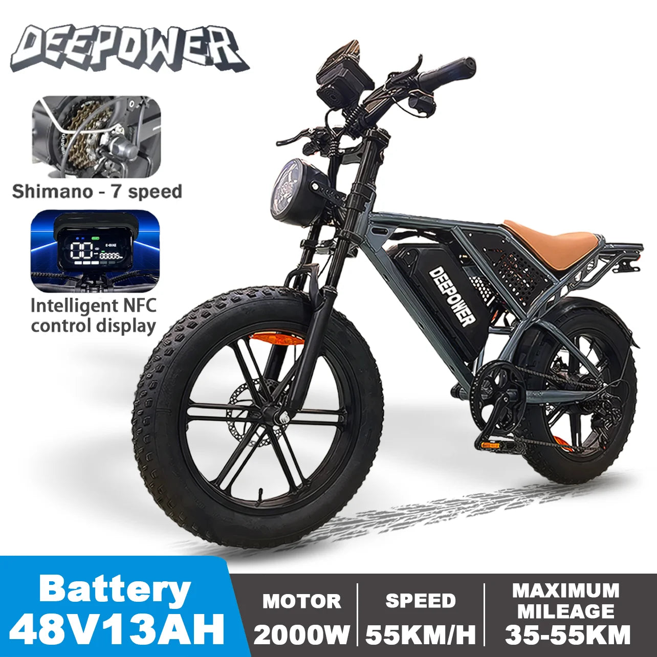 DEEPOWER S7 2000W Electric Bike Off-Road Adult Ebike - Great Outdoors and More 25