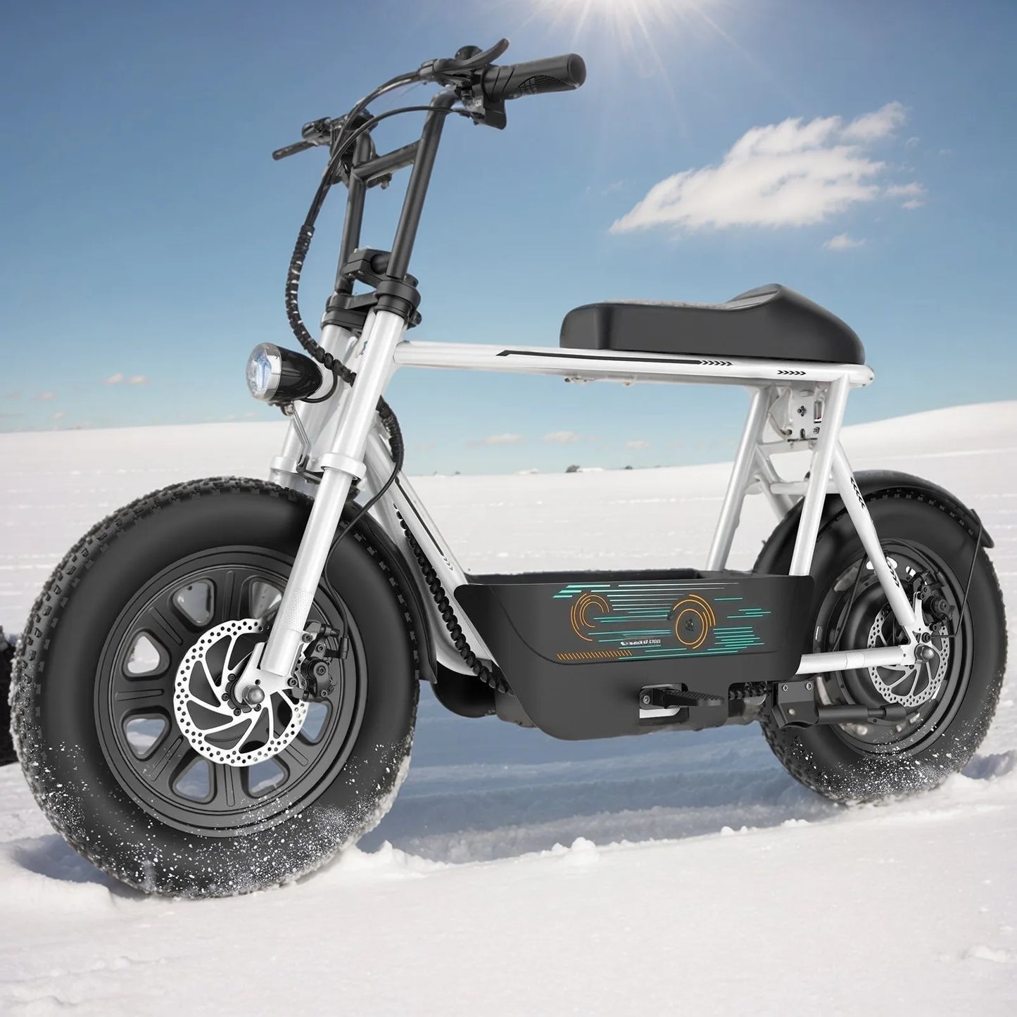 Peak 819W Electric Scooter with Seat for Adults 16 Inch Fat Tire All Terrain Commuter Ebike for Teens with Carry Basket