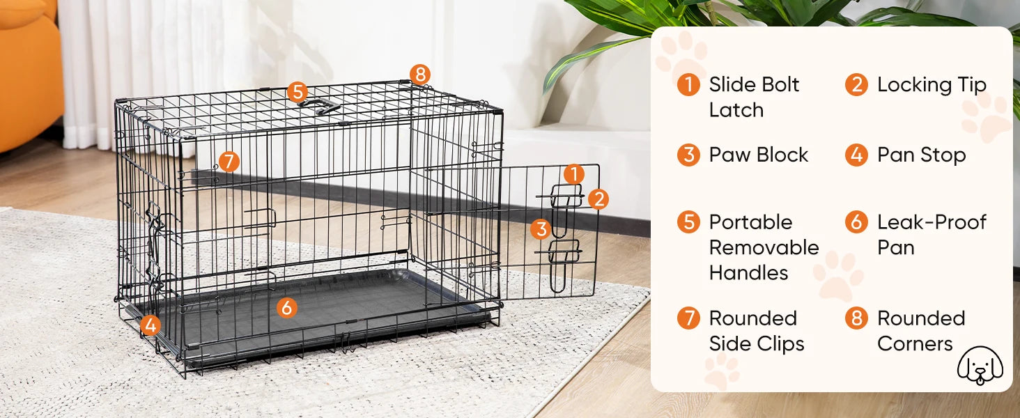 JHK Double Door Folding Metal Wire Dog Cage with Leak Proof Pan Extra Large Pet Kennel for Indoor Outdoor Travel - Great Outdoors and More 25