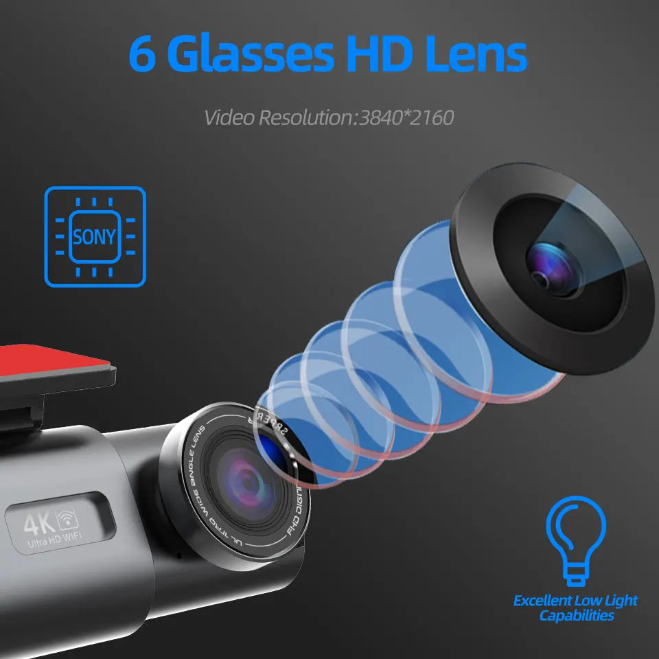 E-ACE 4K Dash Cam for Cars Dual Lens Camera DVR Video Recorder Auto Night Vision Black Box GPS Wi-Fi 24 Hour Parking Mode - Great Outdoors and More 25