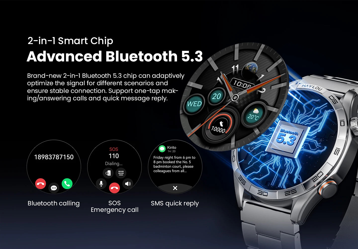 Haylou Solar 5 Voice Calling Smartwatch 1.58 Inch AMOLED
