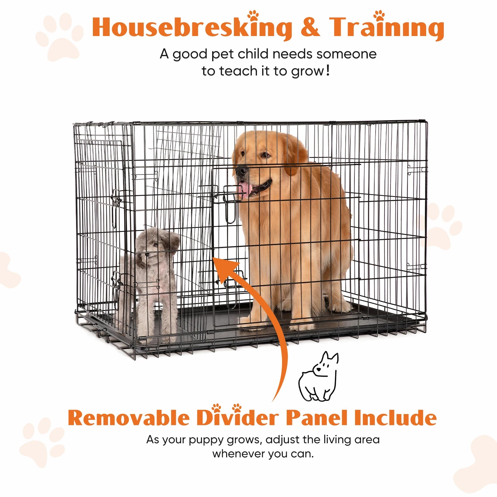 JHK Double Door Folding Metal Wire Dog Cage with Leak Proof Pan Extra Large Pet Kennel for Indoor Outdoor Travel - Great Outdoors and More 25