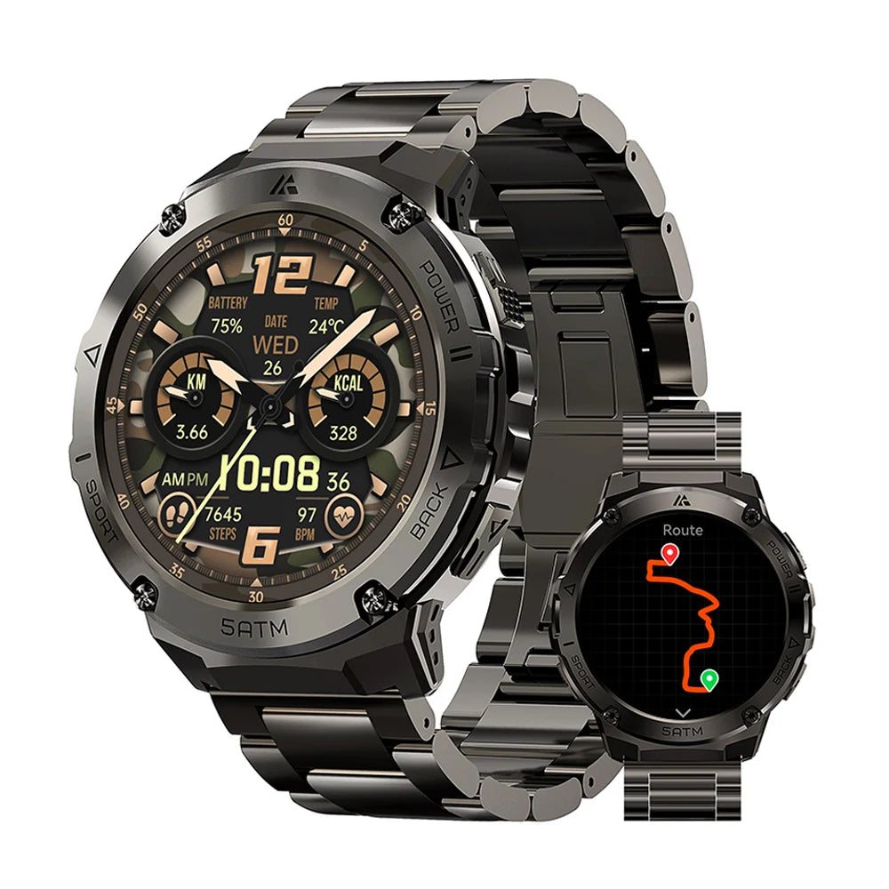 HIDAMEL T3E GPS Smart Watch For Men Compass Altimeter Altitude Stainless Steel Shell 5ATM Waterproof - Great Outdoors and More 25