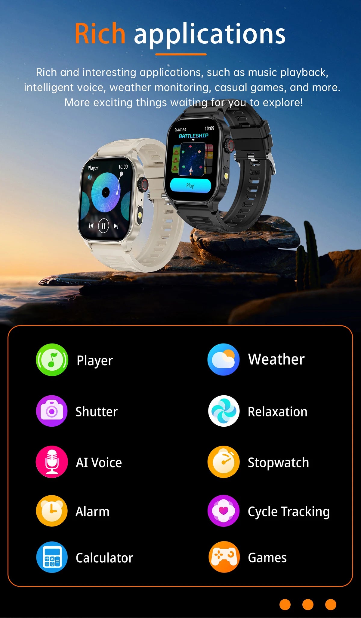LIGE New Smart Watch LED Flashlight Military Sport Watches 2.01 Inch Screen Waterproof Men - Great Outdoors and More 25