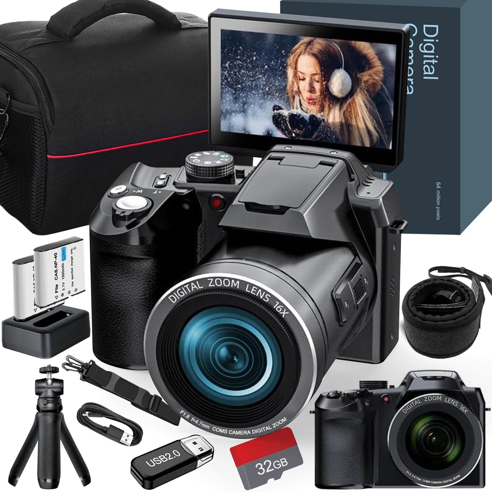 Digital Camera 4K 64MP 16X Flip Camera for YouTube Beginners - Great Outdoors and More 25