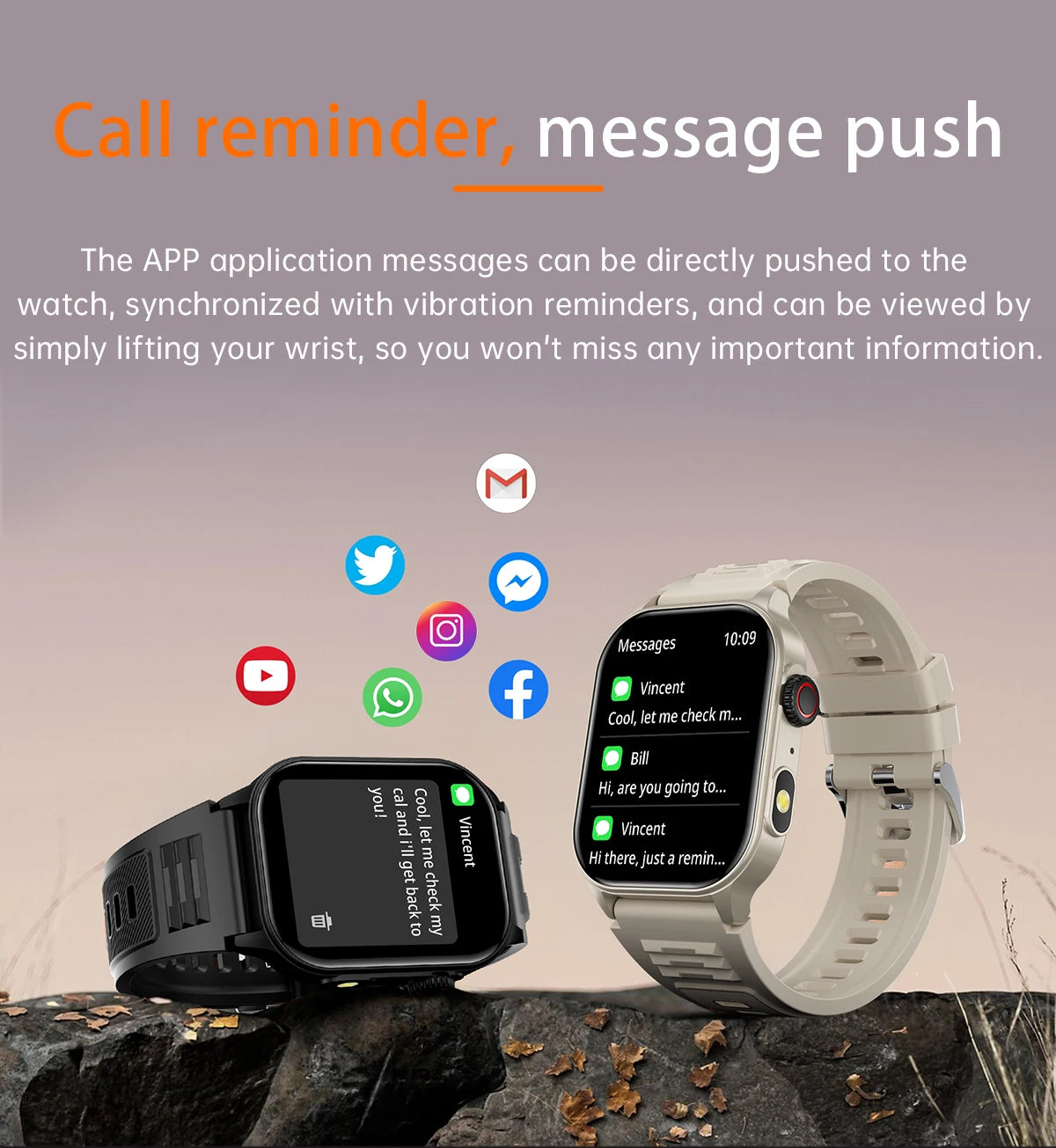 LIGE New Smart Watch LED Flashlight Military Sport Watches 2.01 Inch Screen Waterproof Men - Great Outdoors and More 25