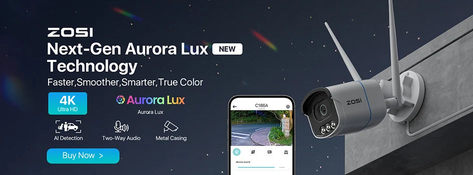 ZOSI 360 Degree Smart Home Security Camera PTZ Auto Tracking Baby Monitor AI Panoramic HD Night Vision Indoor WiFi Surveillance Camera