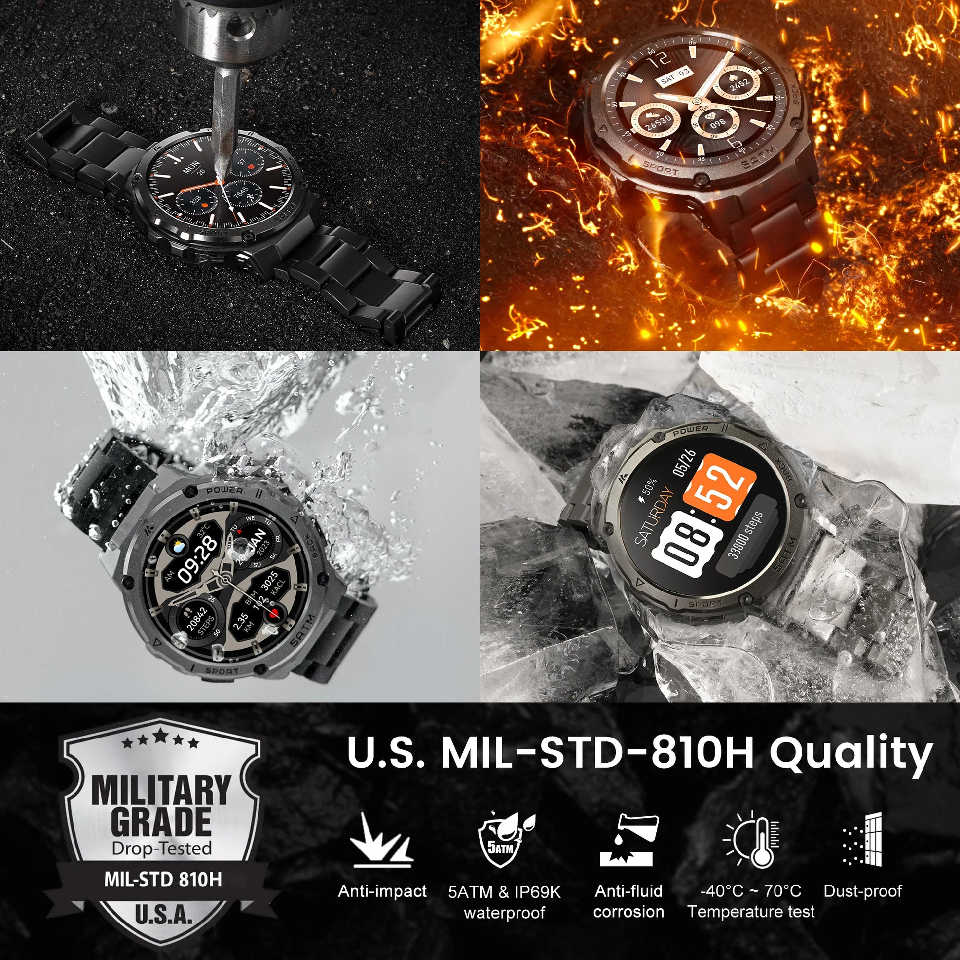 HIDAMEL T3E GPS Smart Watch For Men Compass Altimeter Altitude Stainless Steel Shell 5ATM Waterproof - Great Outdoors and More 25