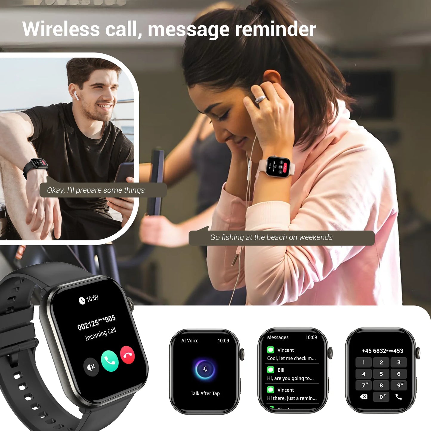 Blackview 2025 New Bluetooth Smartwatch 1.96 Inch AMOLED HD Display Health Monitoring Sport Fitness Watch for Men and Women