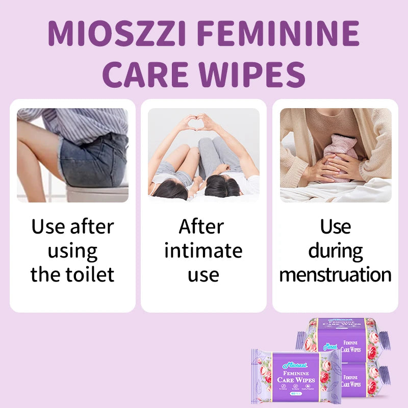 Mioszzi Mint Feminine Cleansing Wet Wipes 40 Pieces Pack Refreshing Portable Odor Removal
