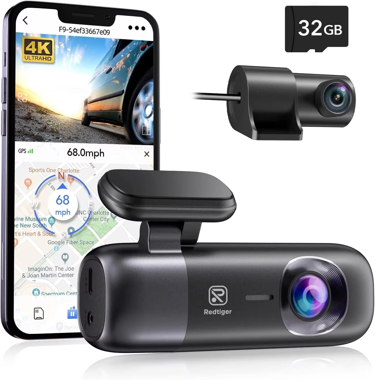 RedTiger F9 Dash Cam 4K Front and Rear WiFi GPS Car Camera with Parking Mode Night Vision Recorder App Control