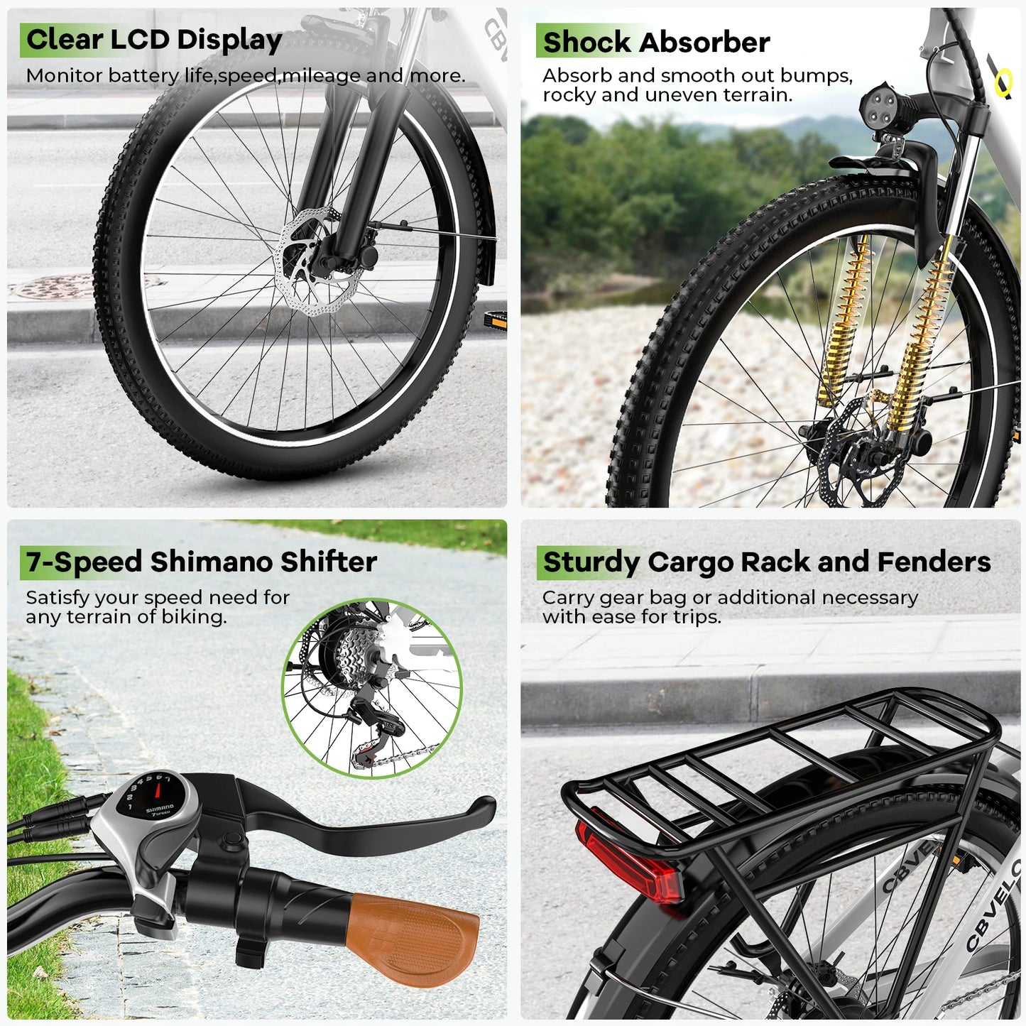 1000 Peak Electric Bike for Adults 80 Miles Removable Battery 26 Inch Electric E Bike with 7 Speed Adult Electric Bicycles