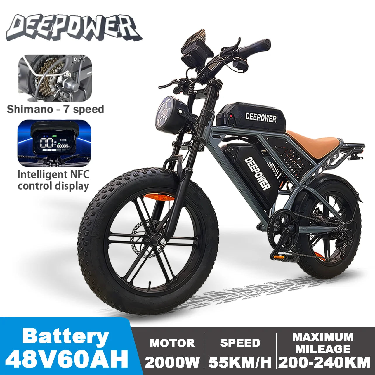DEEPOWER S7 2000W Electric Bike Off-Road Adult Ebike - Great Outdoors and More 25