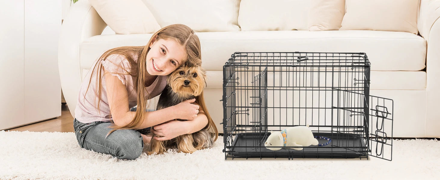 JHK Double Door Folding Metal Wire Dog Cage with Leak Proof Pan Extra Large Pet Kennel for Indoor Outdoor Travel - Great Outdoors and More 25