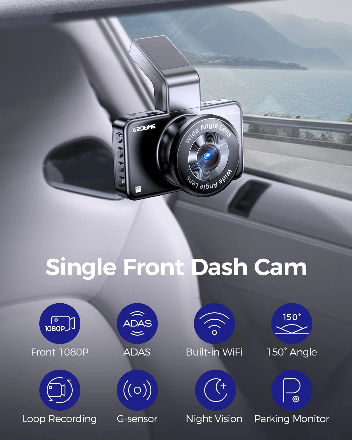 AZDOME Dash Cam M17 1080P Front Cam with ADAS GPS DVR - Great Outdoors and More 25