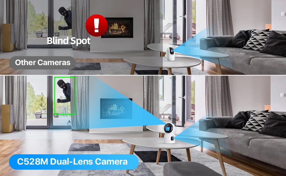 ZOSI 360 Degree Smart Home Security Camera PTZ Auto Tracking Baby Monitor AI Panoramic HD Night Vision Indoor WiFi Surveillance Camera