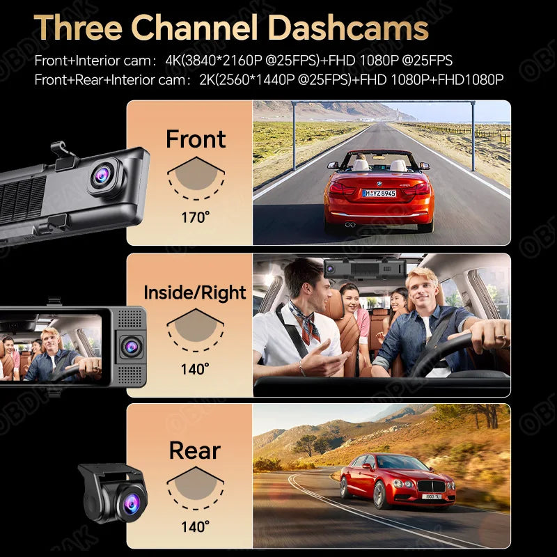 11.26 Inch 3 Camera 4K 1080P Video Recording Wifi Rearview Mirror Car DVR Touch Screen Infrared Night Vision Dash Cam - Great Outdoors and More 25