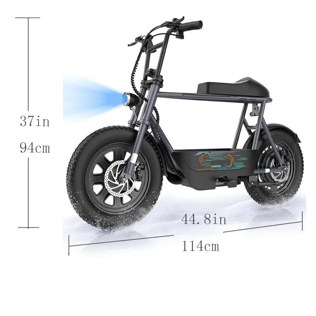 Peak 819W Electric Scooter with Seat for Adults 16 Inch Fat Tire All Terrain Commuter Ebike for Teens with Carry Basket