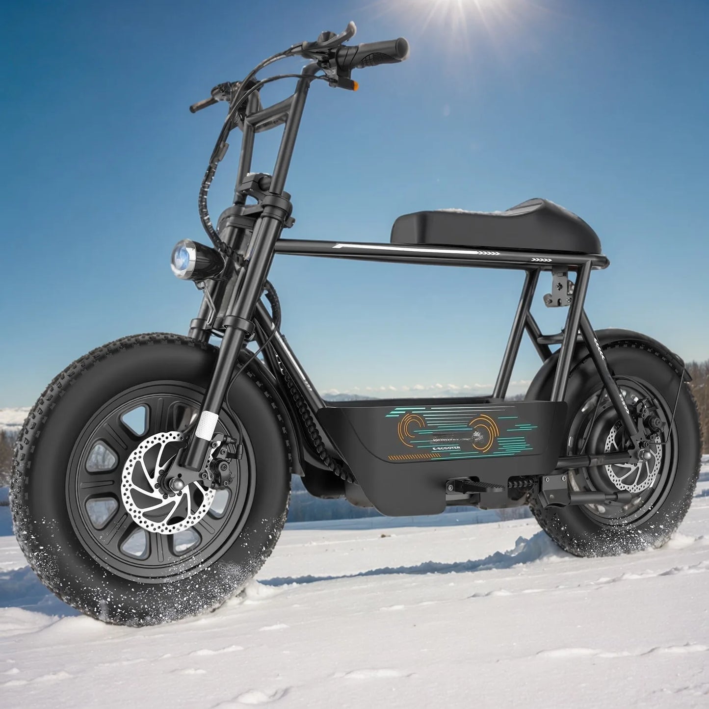 Peak 819W Electric Scooter with Seat for Adults 16 Inch Fat Tire All Terrain Commuter Ebike for Teens with Carry Basket