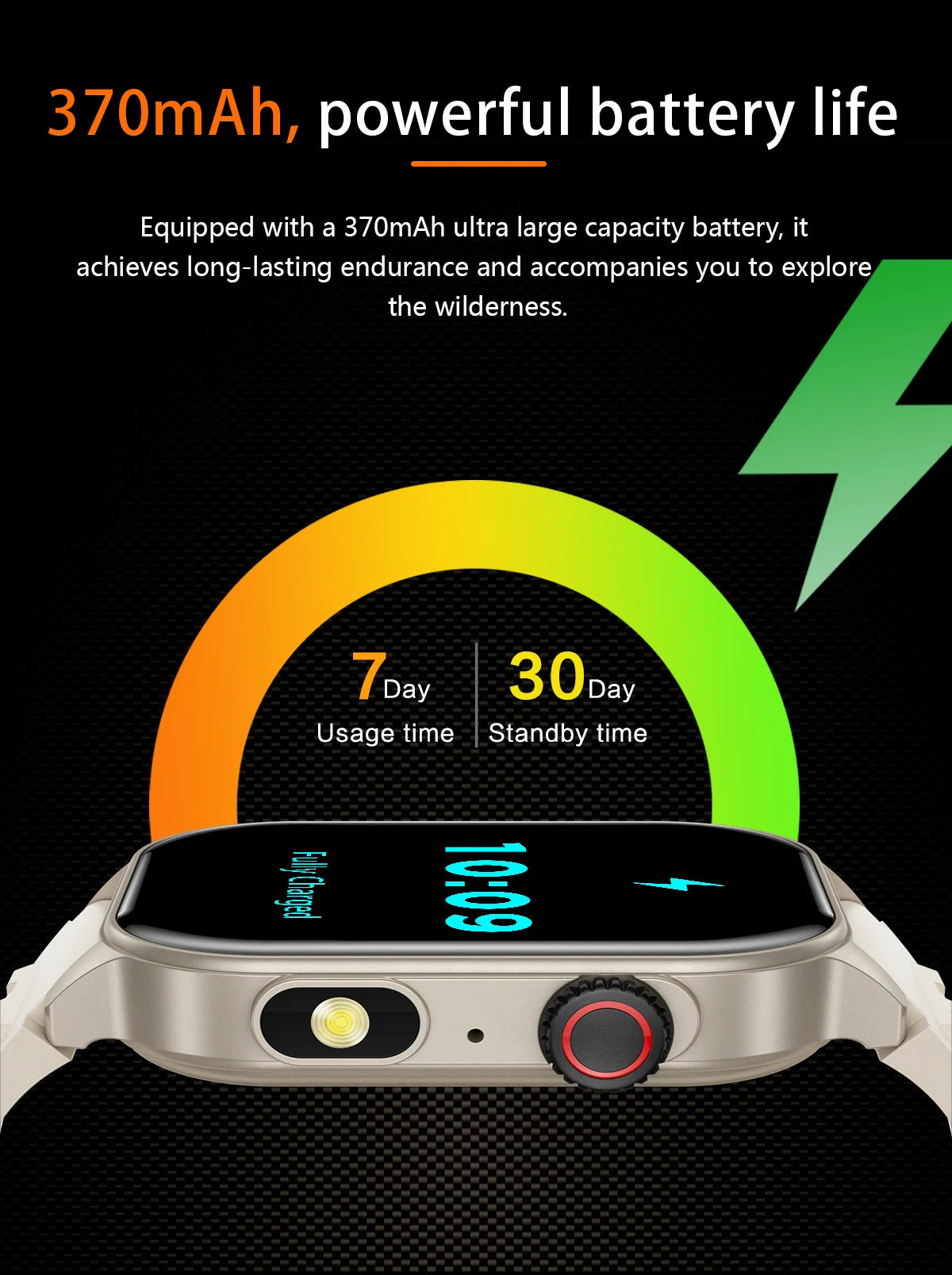 LIGE New Smart Watch LED Flashlight Military Sport Watches 2.01 Inch Screen Waterproof Men - Great Outdoors and More 25