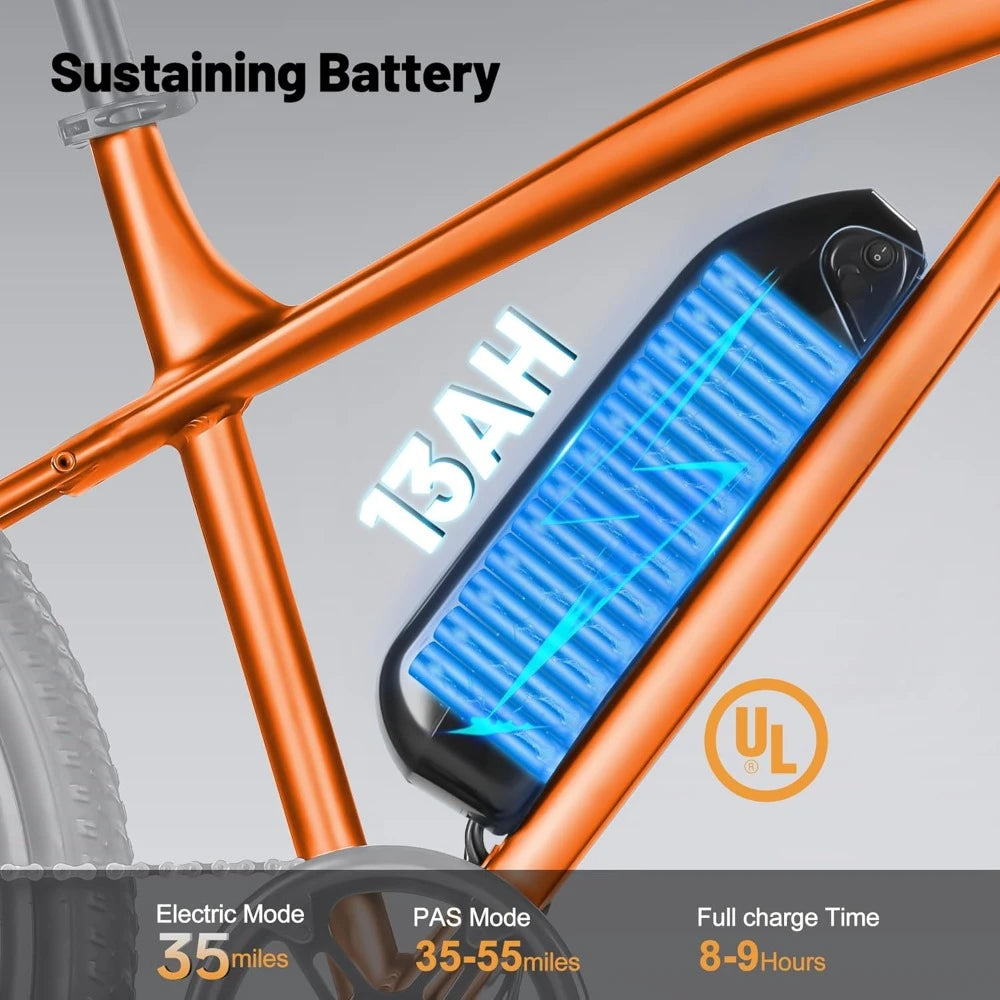 Electric Bike 21-Speed 27.5" Ebike Up To 28MPH 1000W Motor - Great Outdoors and More 25