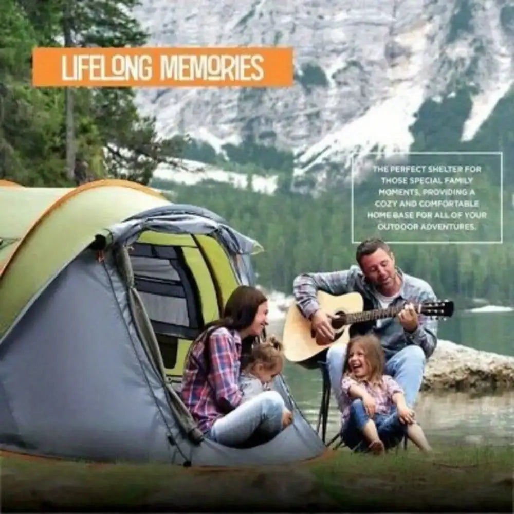 Camping Tent 4 Person Easy Pop Up Tent with 2 Doors UPF50 Waterproof