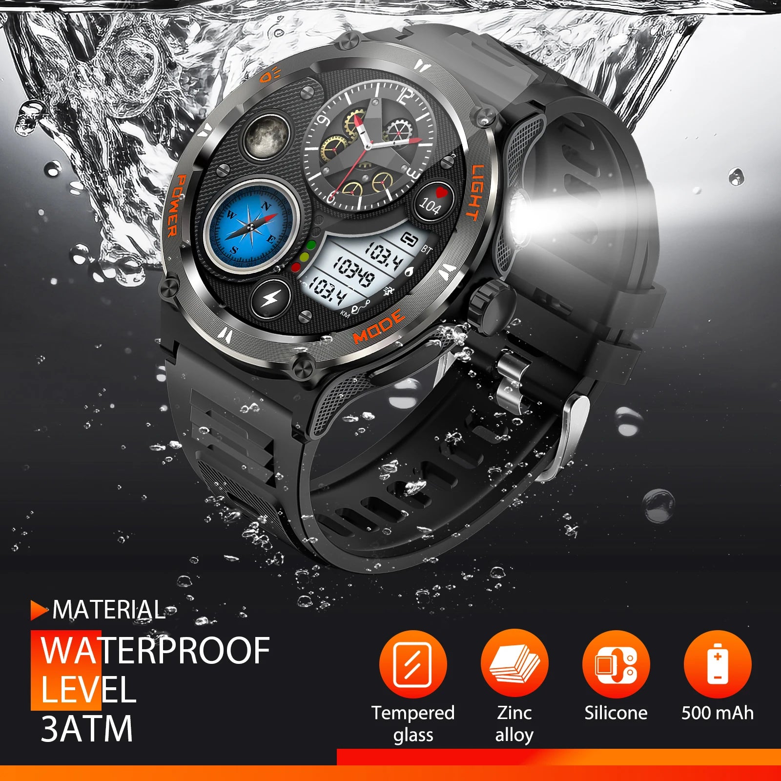 LaNikar Smart Watch 3ATM Waterproof 1.53" KT76 Men Sport - Great Outdoors and More 25