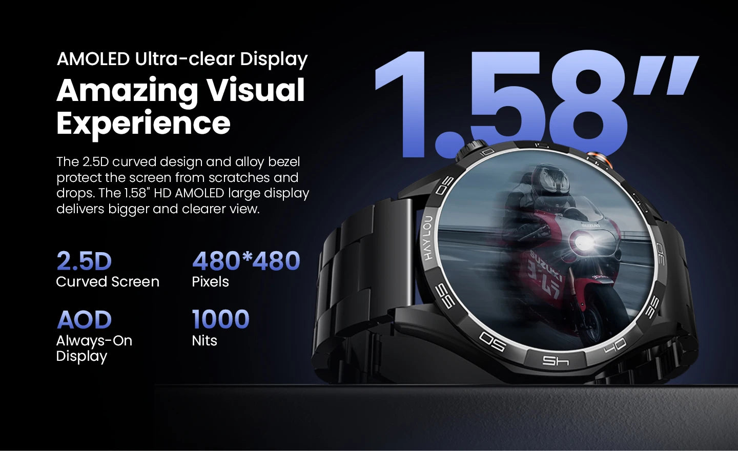 Haylou Solar 5 Voice Calling Smartwatch 1.58 Inch AMOLED
