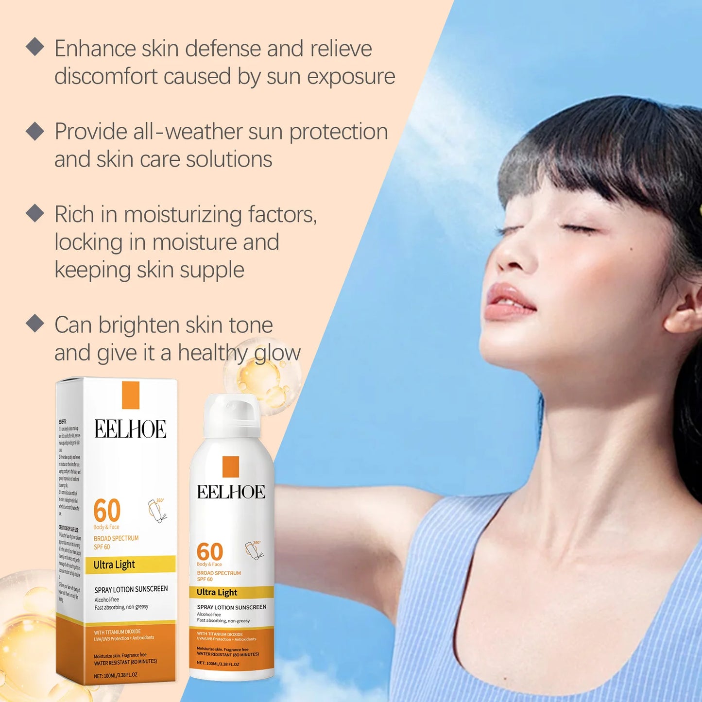 EELHOE Moisturizing Protective Spray Hydrating UV Skin Care Cream 100ml