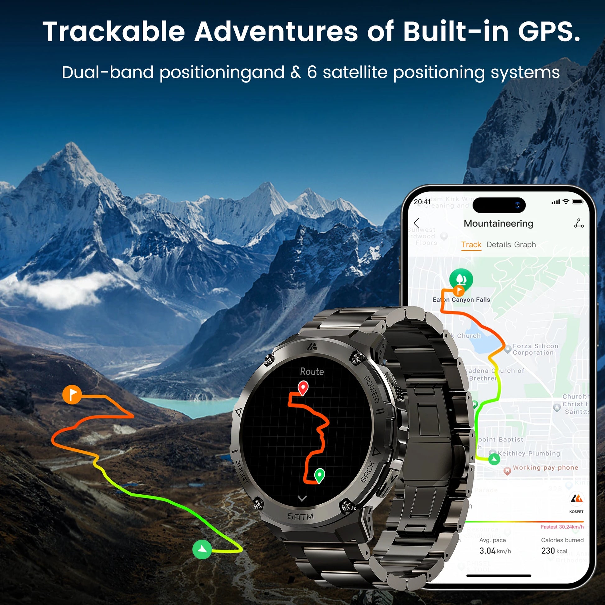 HIDAMEL T3E GPS Smart Watch For Men Compass Altimeter Altitude Stainless Steel Shell 5ATM Waterproof - Great Outdoors and More 25