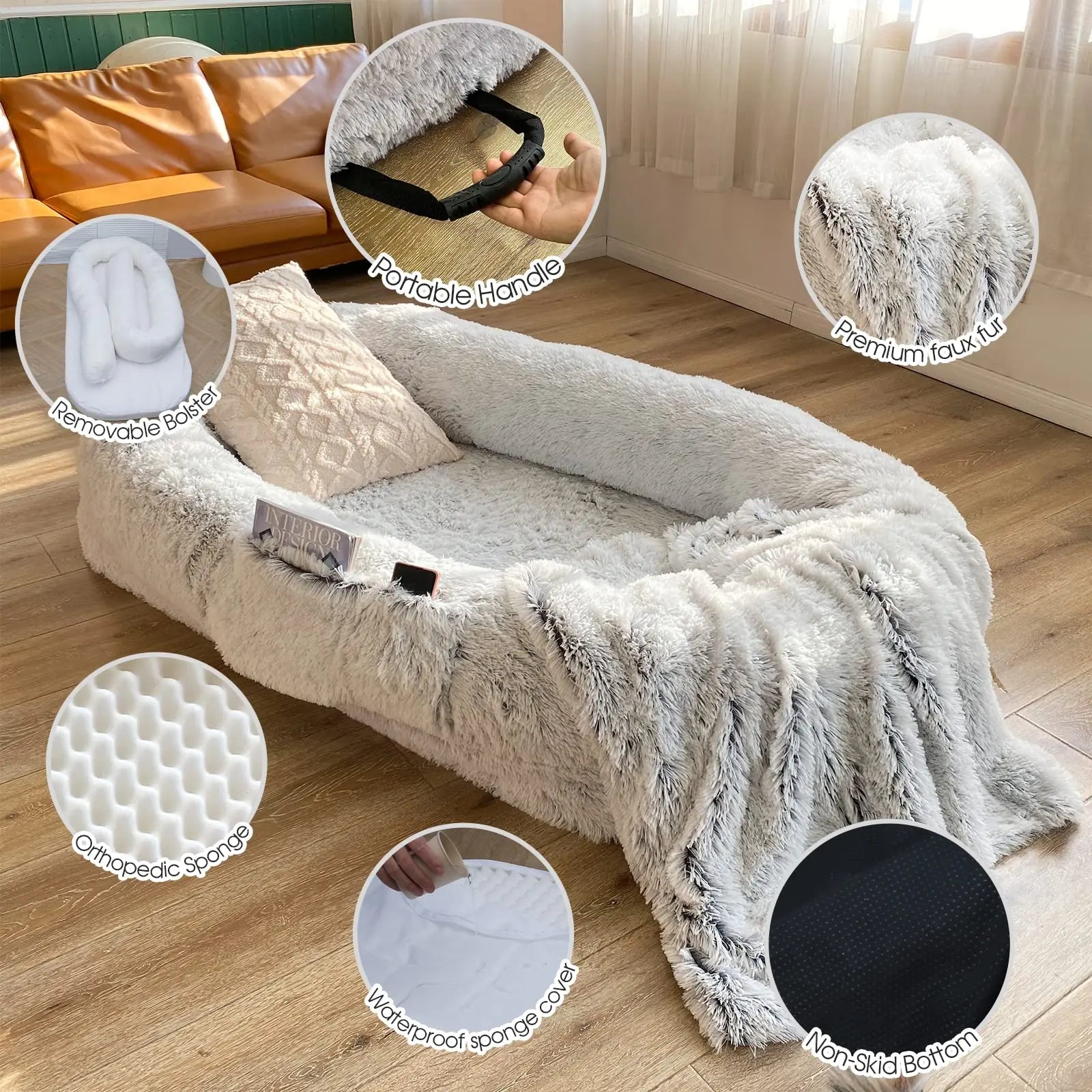 Human Dog Bed, Washable 71''x45''x12'' Orthopedic Bed - Great Outdoors and More 25