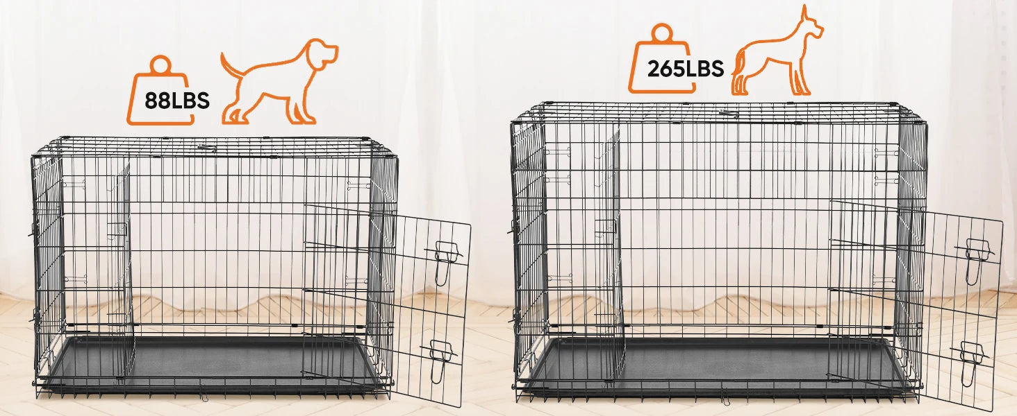 JHK Double Door Folding Metal Wire Dog Cage with Leak Proof Pan Extra Large Pet Kennel for Indoor Outdoor Travel - Great Outdoors and More 25