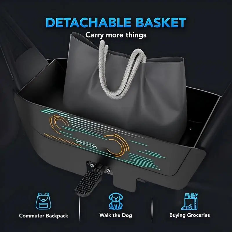 Peak 819W Electric Scooter with Seat for Adults 16 Inch Fat Tire All Terrain Commuter Ebike for Teens with Carry Basket