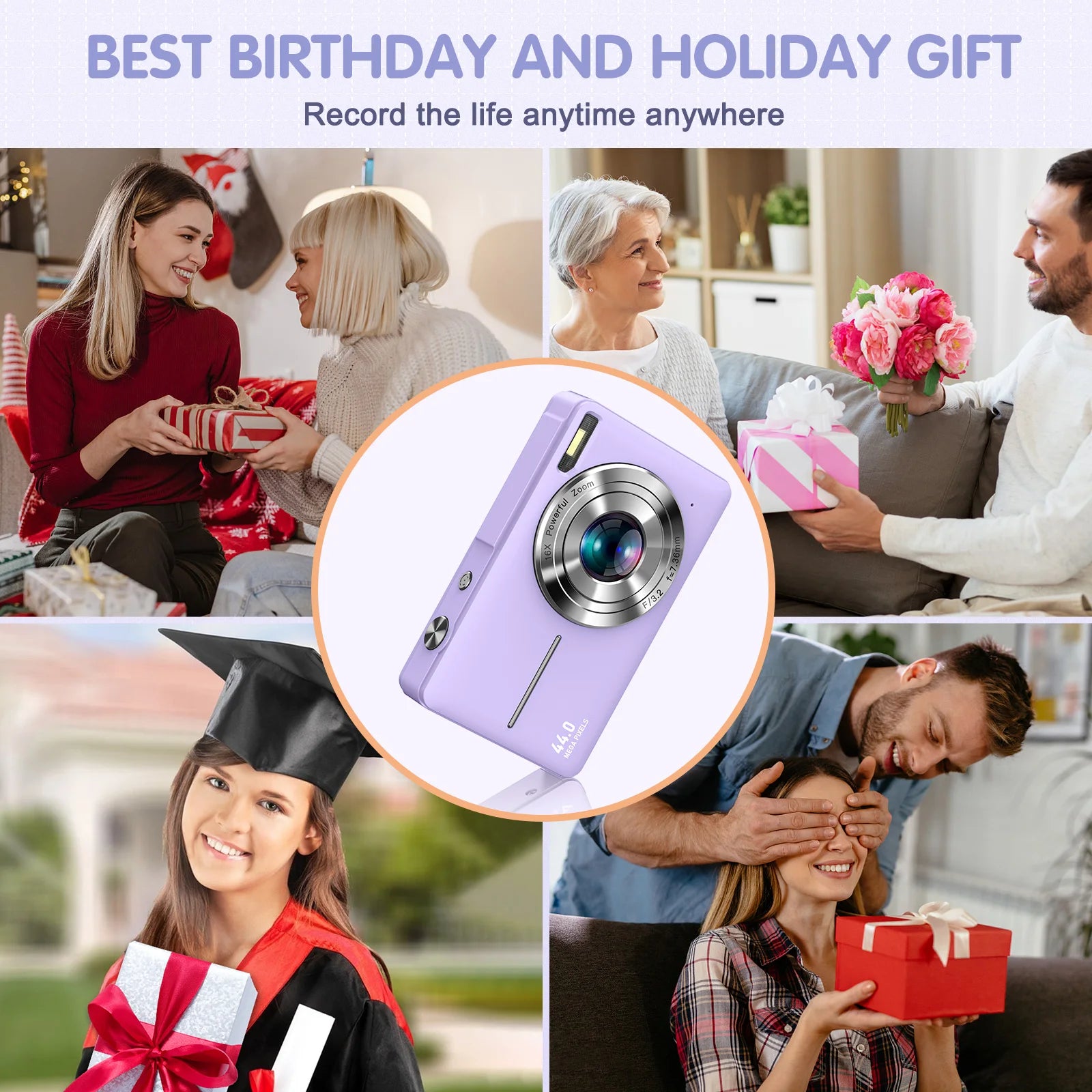 ZOSTUIC Digital Camera FHD 1080P 16X Zoom Compact Purple - Great Outdoors and More 25