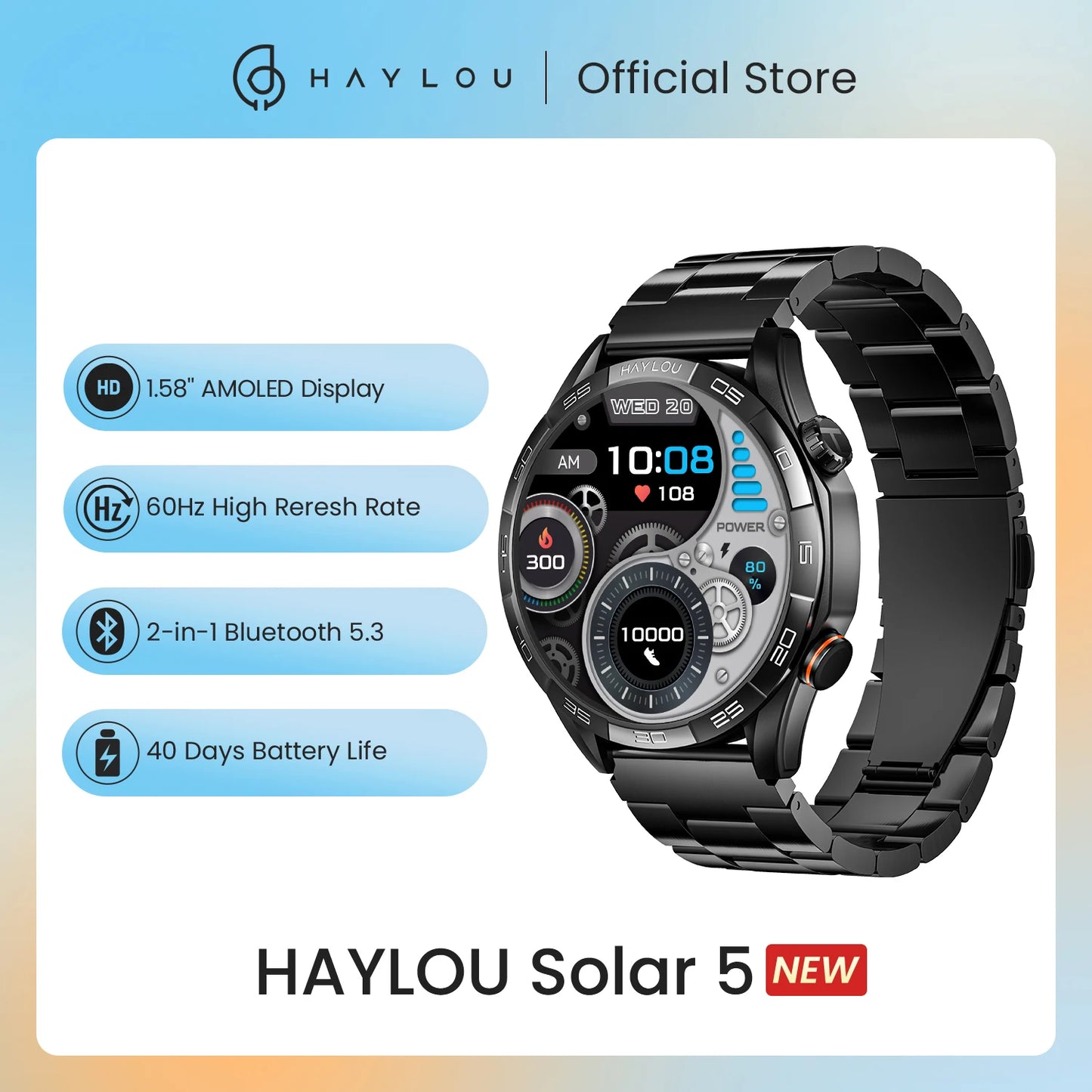 Haylou Solar 5 Voice Calling Smartwatch 1.58 Inch AMOLED
