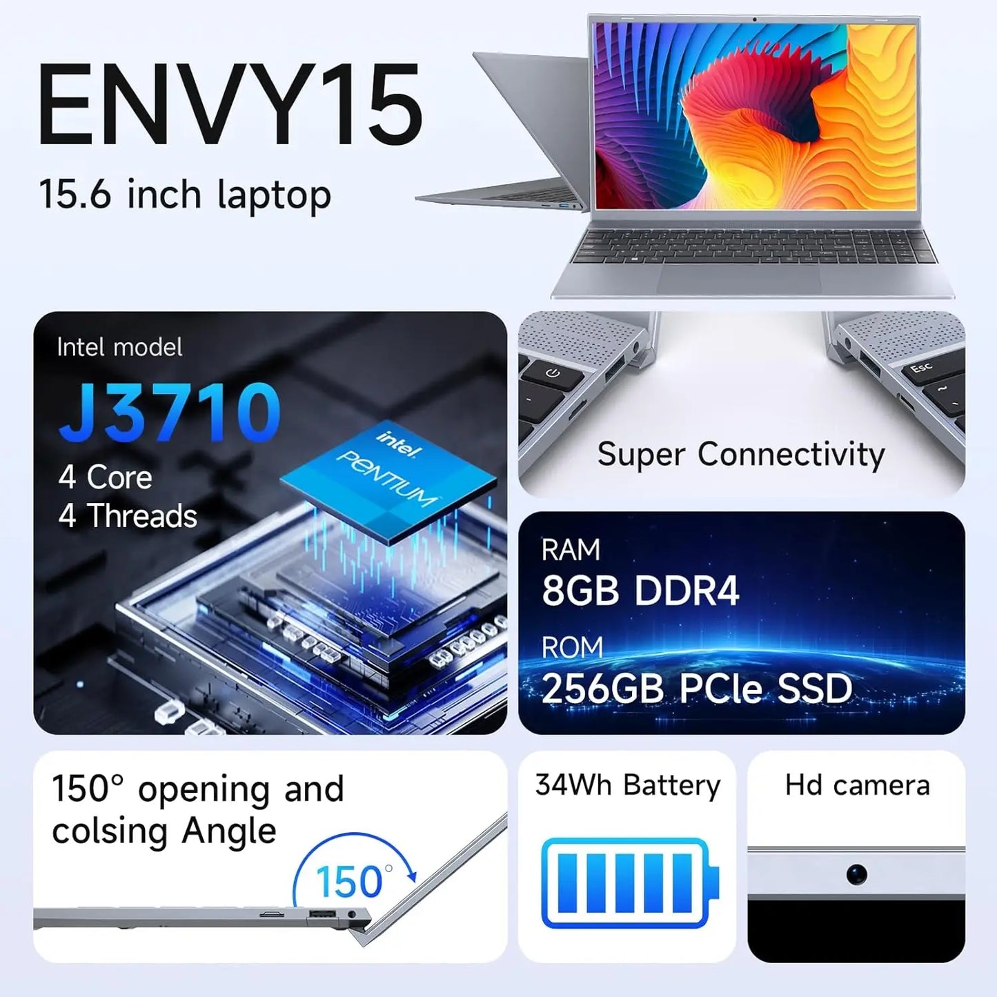 15.6 Inch Laptop Intel Pentium J3710 8GB RAM 256GB SSD Windows 11 For Students And Business - Great Outdoors and More 25
