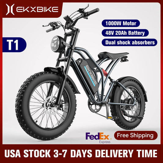 EKX T1 Electric Bike 20 Inch Fat Tires 1000W Motor 48V Battery - Great Outdoors and More 25