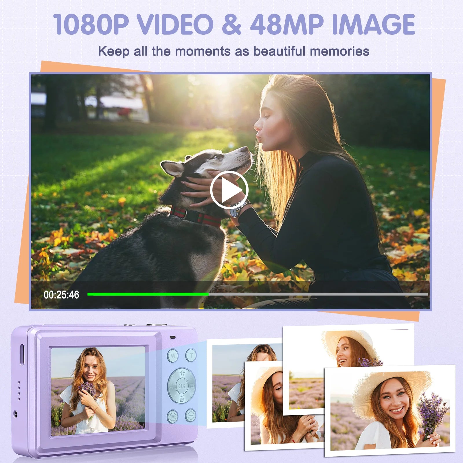 ZOSTUIC Digital Camera FHD 1080P 16X Zoom Compact Purple - Great Outdoors and More 25