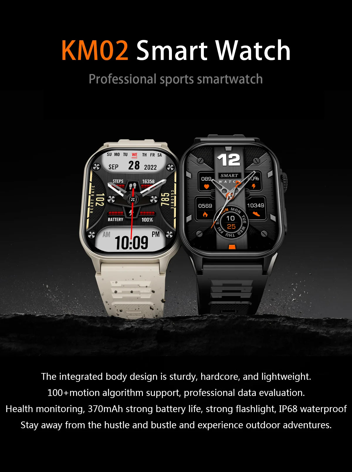 LIGE New Smart Watch LED Flashlight Military Sport Watches 2.01 Inch Screen Waterproof Men - Great Outdoors and More 25