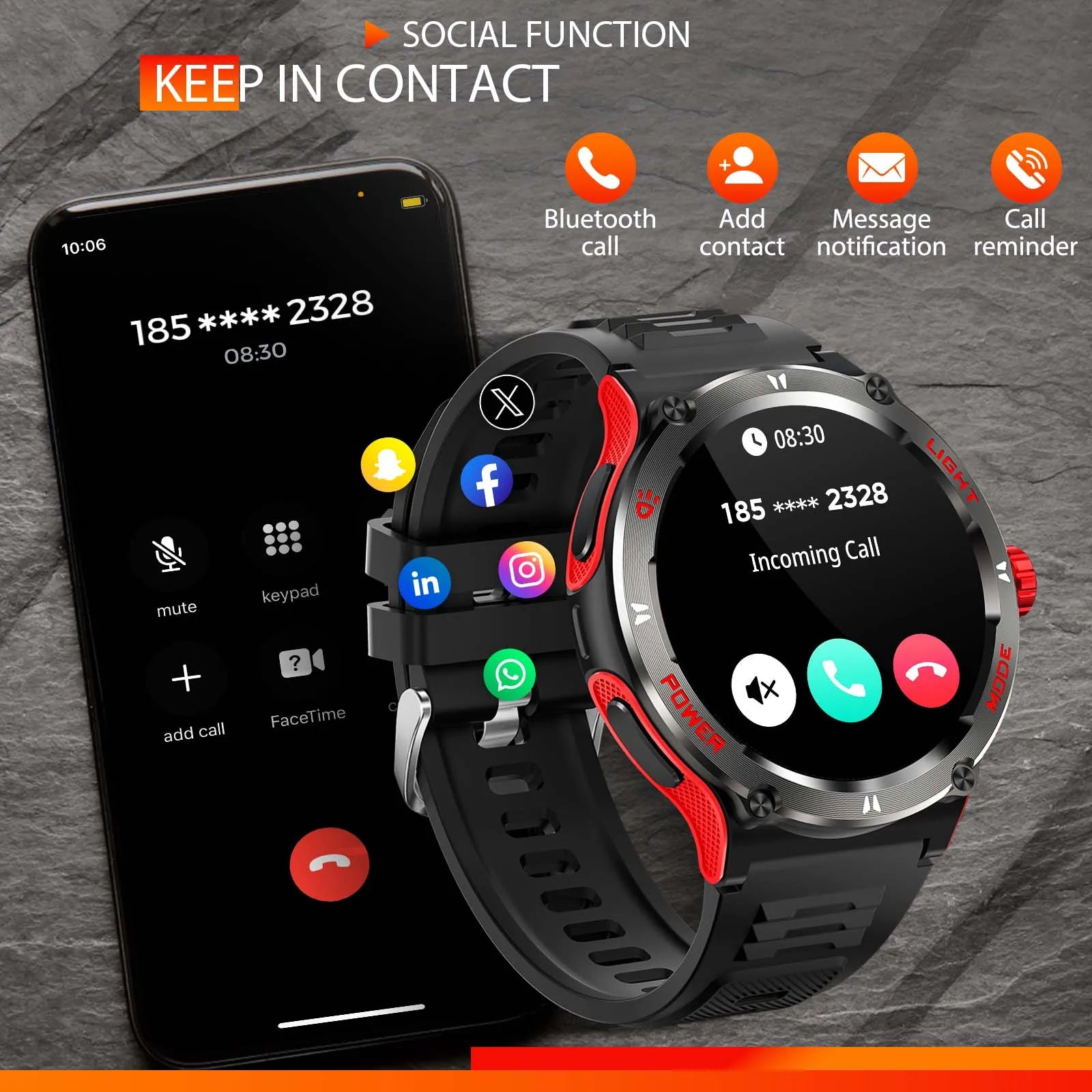 LaNikar Smart Watch 3ATM Waterproof 1.53" KT76 Men Sport - Great Outdoors and More 25