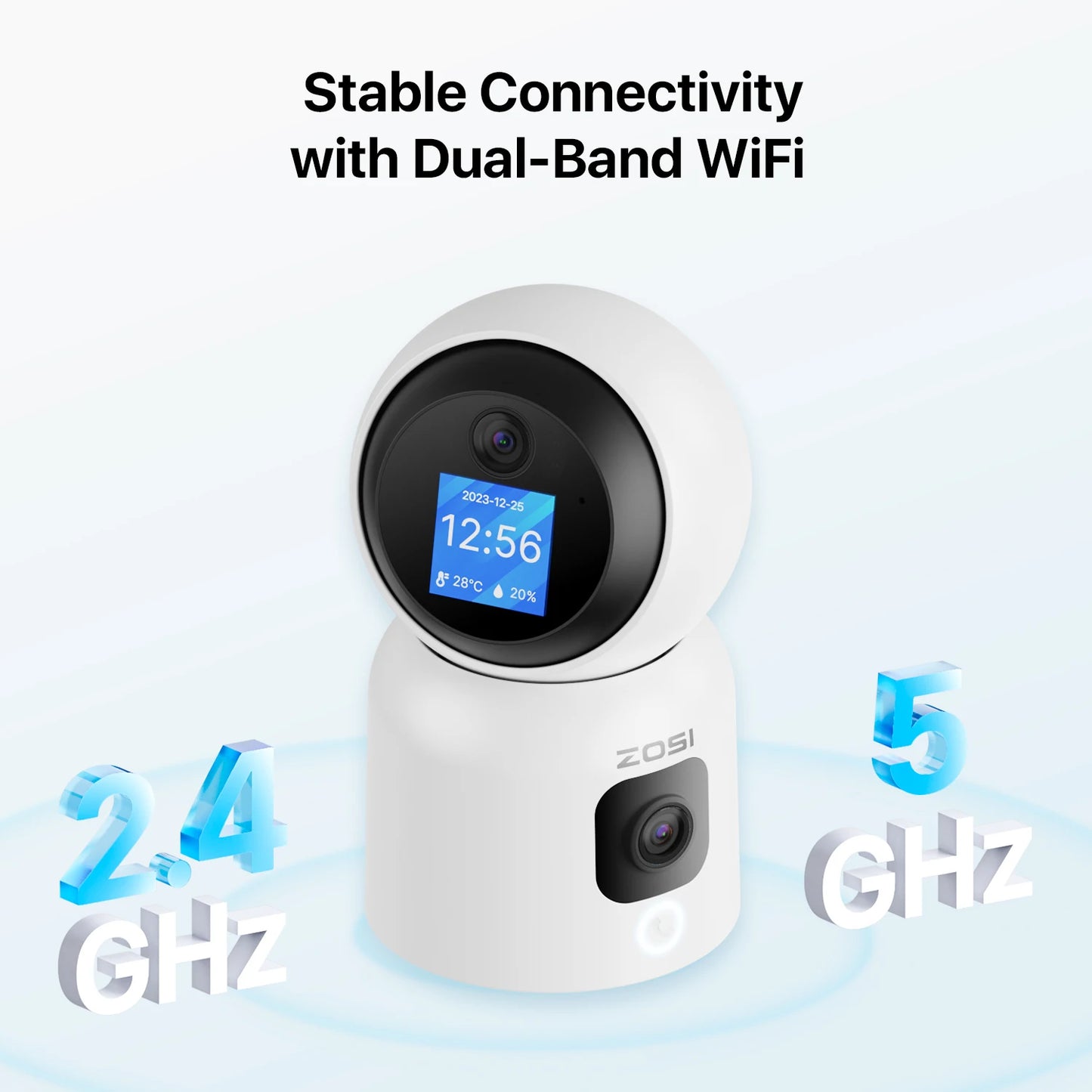 ZOSI 360 Degree Smart Home Security Camera PTZ Auto Tracking Baby Monitor AI Panoramic HD Night Vision Indoor WiFi Surveillance Camera