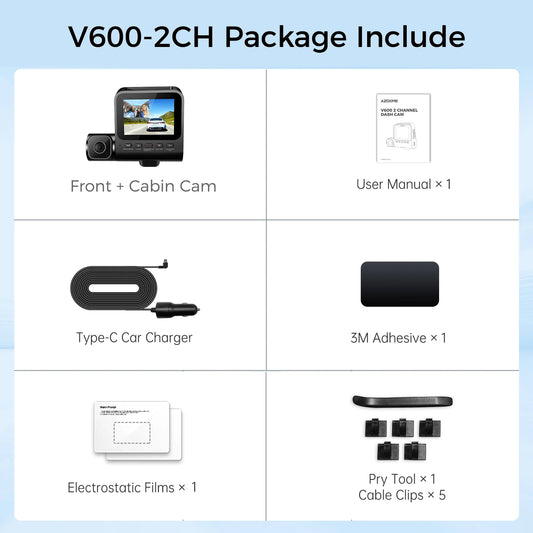 AZDOME Dash Cam V600 2.4 Inch 2x1080P Car Camera G-Sensor - Great Outdoors and More 25