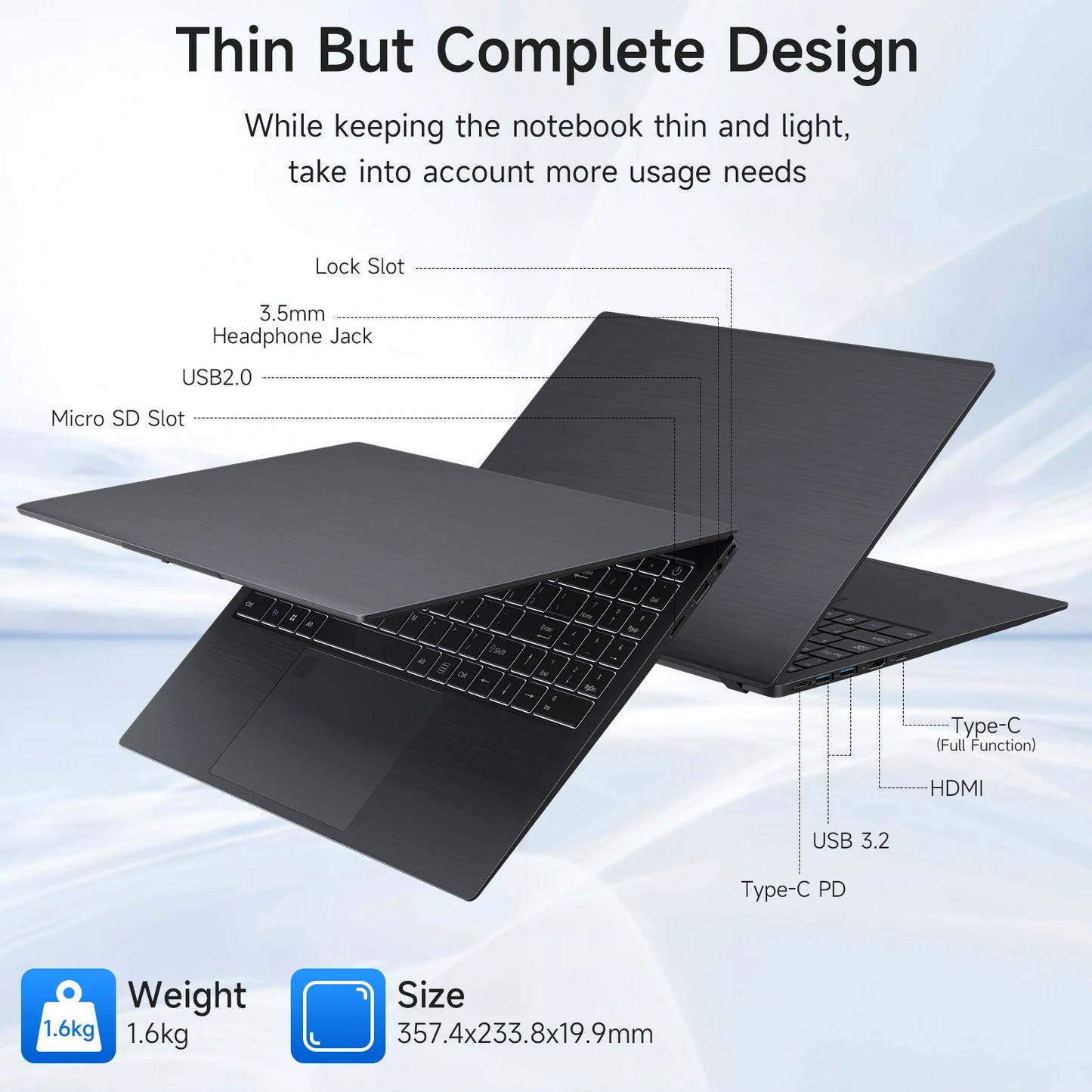 15.6 Inch Business Laptop Notebook PC Intel Celeron N5095 16GB RAM 512GB SSD Windows 11 Fingerprint Recognition Backlit Keyboard - Great Outdoors and More 25