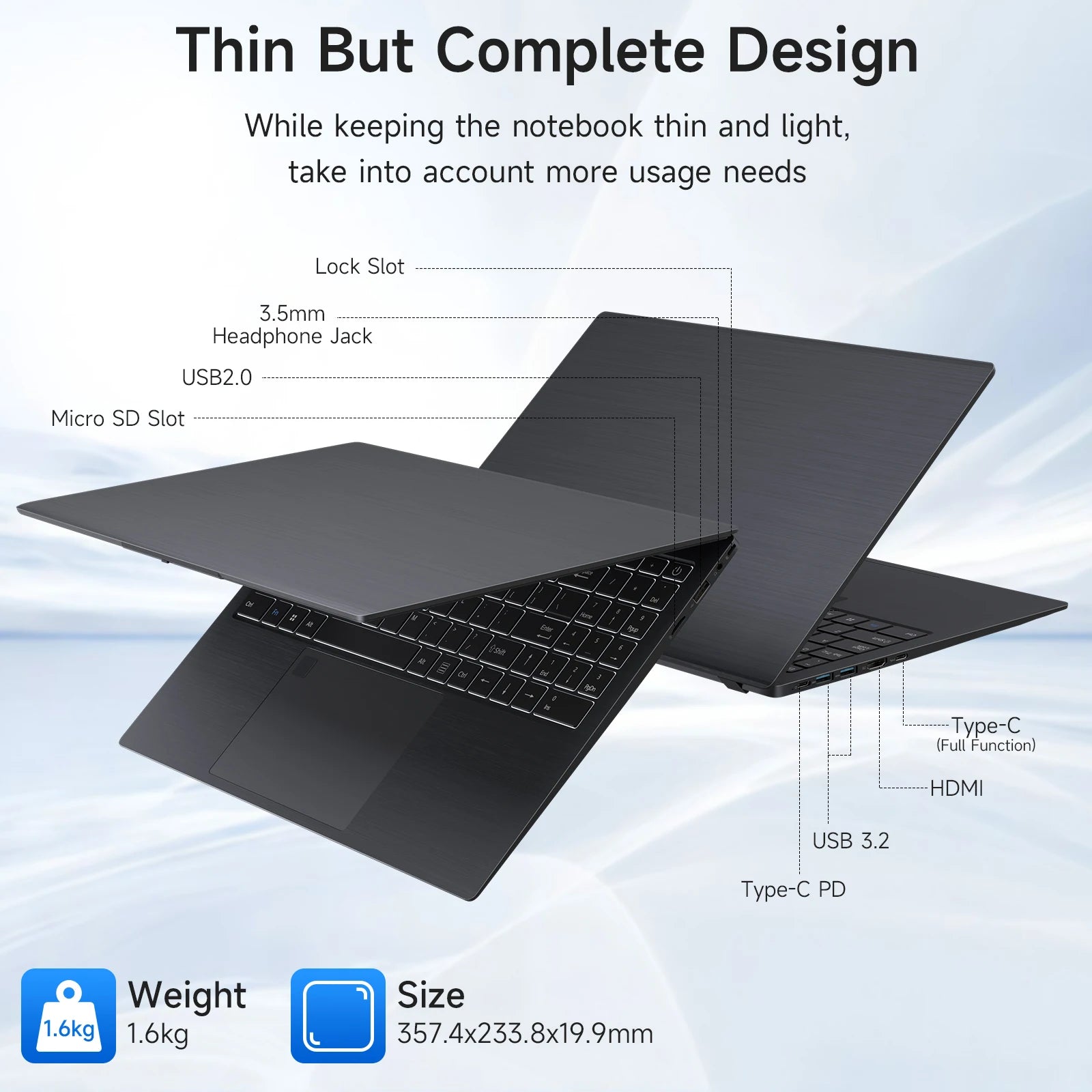 15.6 Inch Business Laptop Notebook PC Intel Celeron N5095 16GB RAM 512GB SSD Windows 11 Fingerprint Recognition Backlit Keyboard - Great Outdoors and More 25